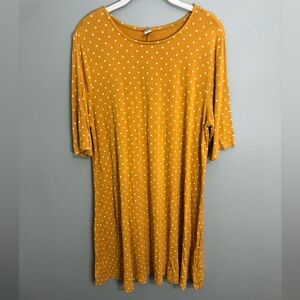 Old Navy Yellow Polka Dot Jersey Elbow-Sleeve Swing Dress, women's size x-large